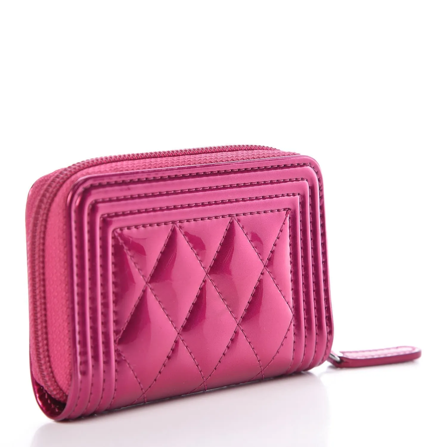 CHANEL QUILTED ZIP AROUND BOY COIN PURSE