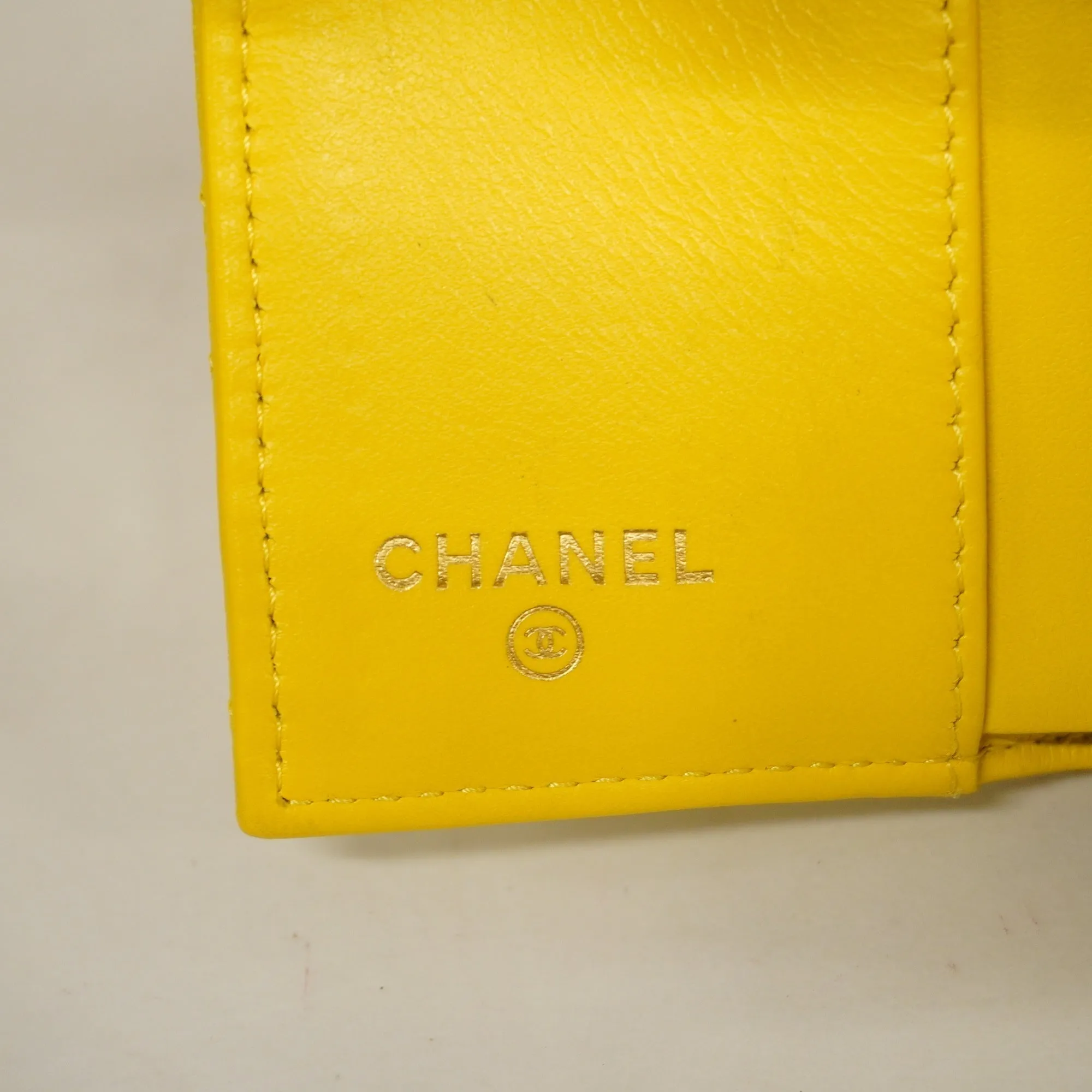 Chanelauth  Boy  Tri-fold Wallet Boy  V Stitch Gold Hardware Women's