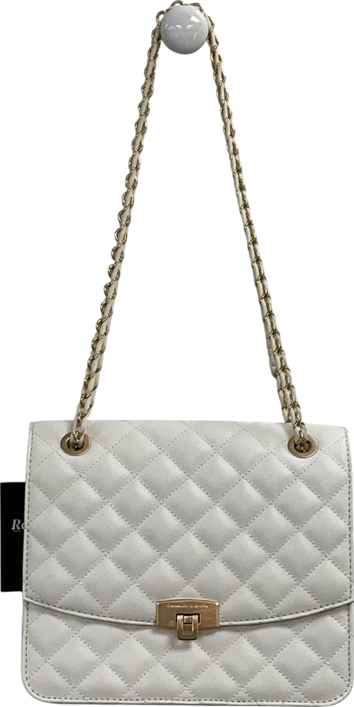Charles & Keith Cream Quilted Square Chain Strap Bag