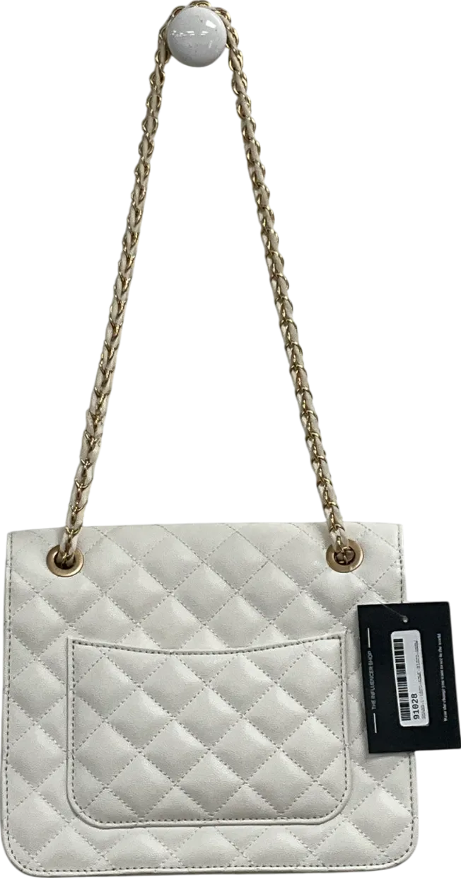 Charles & Keith Cream Quilted Square Chain Strap Bag