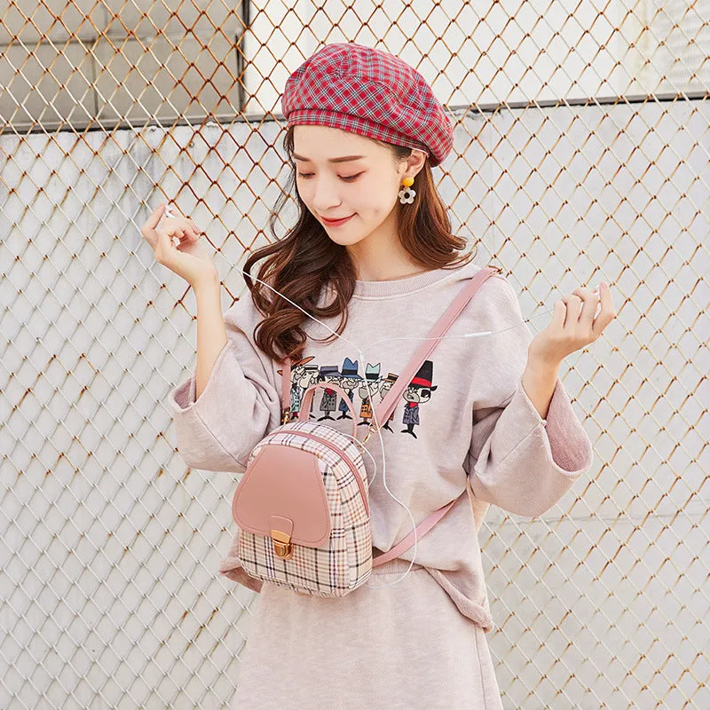 Checked Handbag Small Backpack