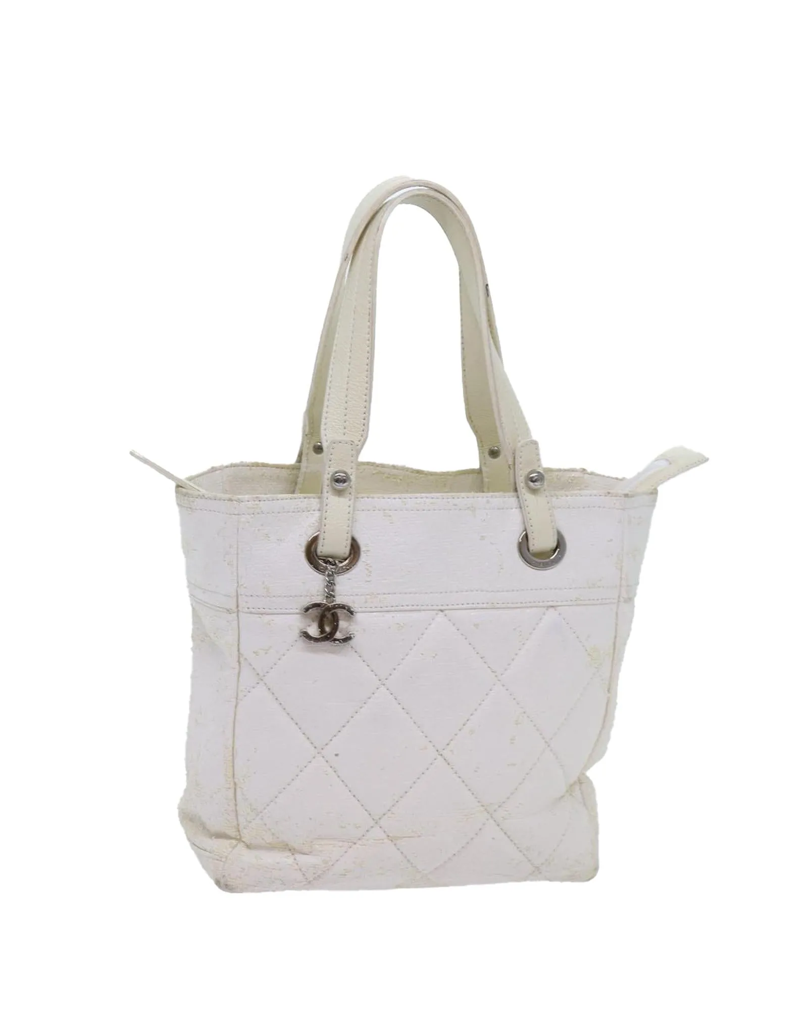 Coated Canvas White Tote Bag with CC Logo by CHANEL