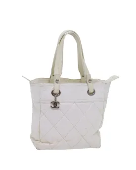 Coated Canvas White Tote Bag with CC Logo by CHANEL