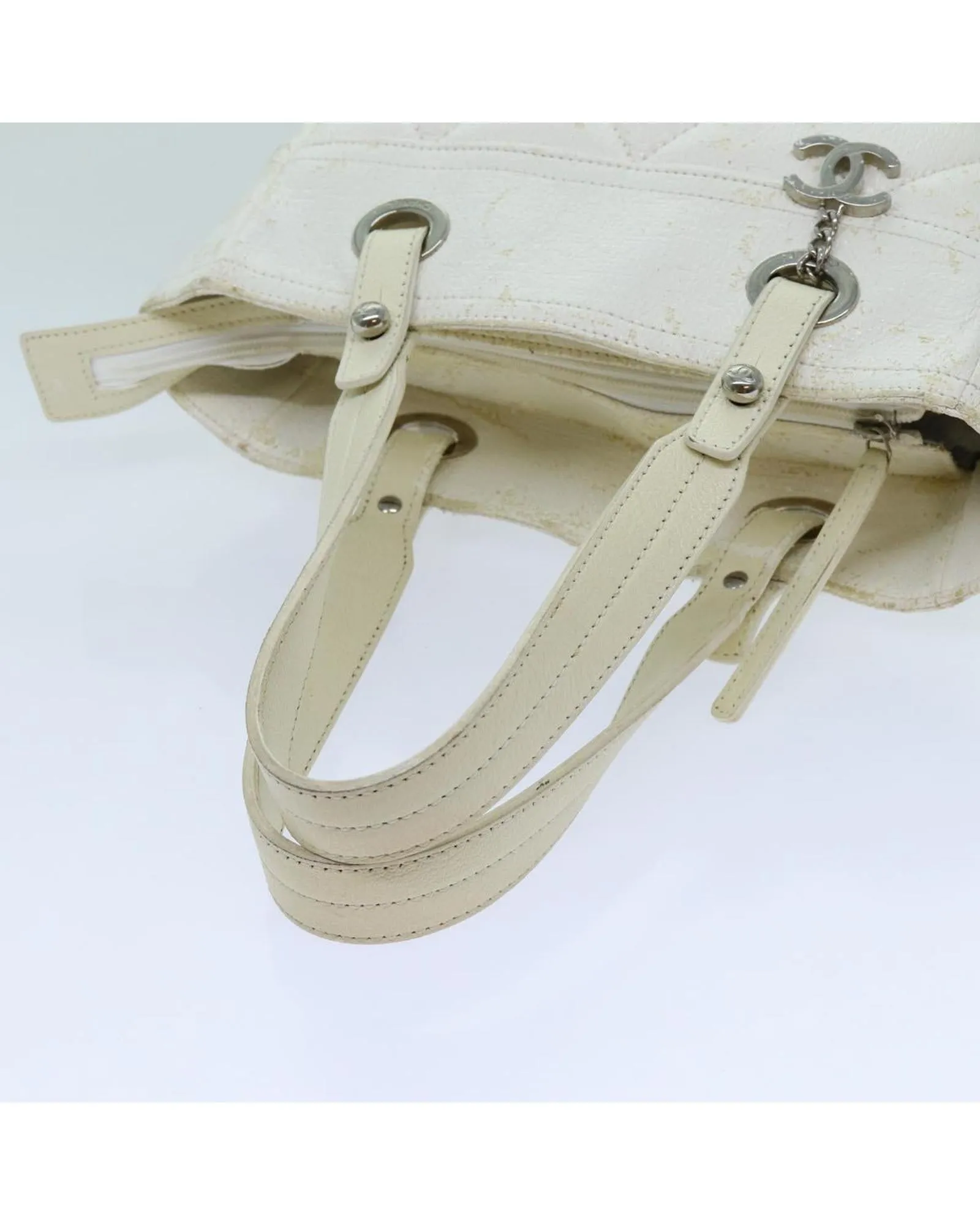 Coated Canvas White Tote Bag with CC Logo by CHANEL
