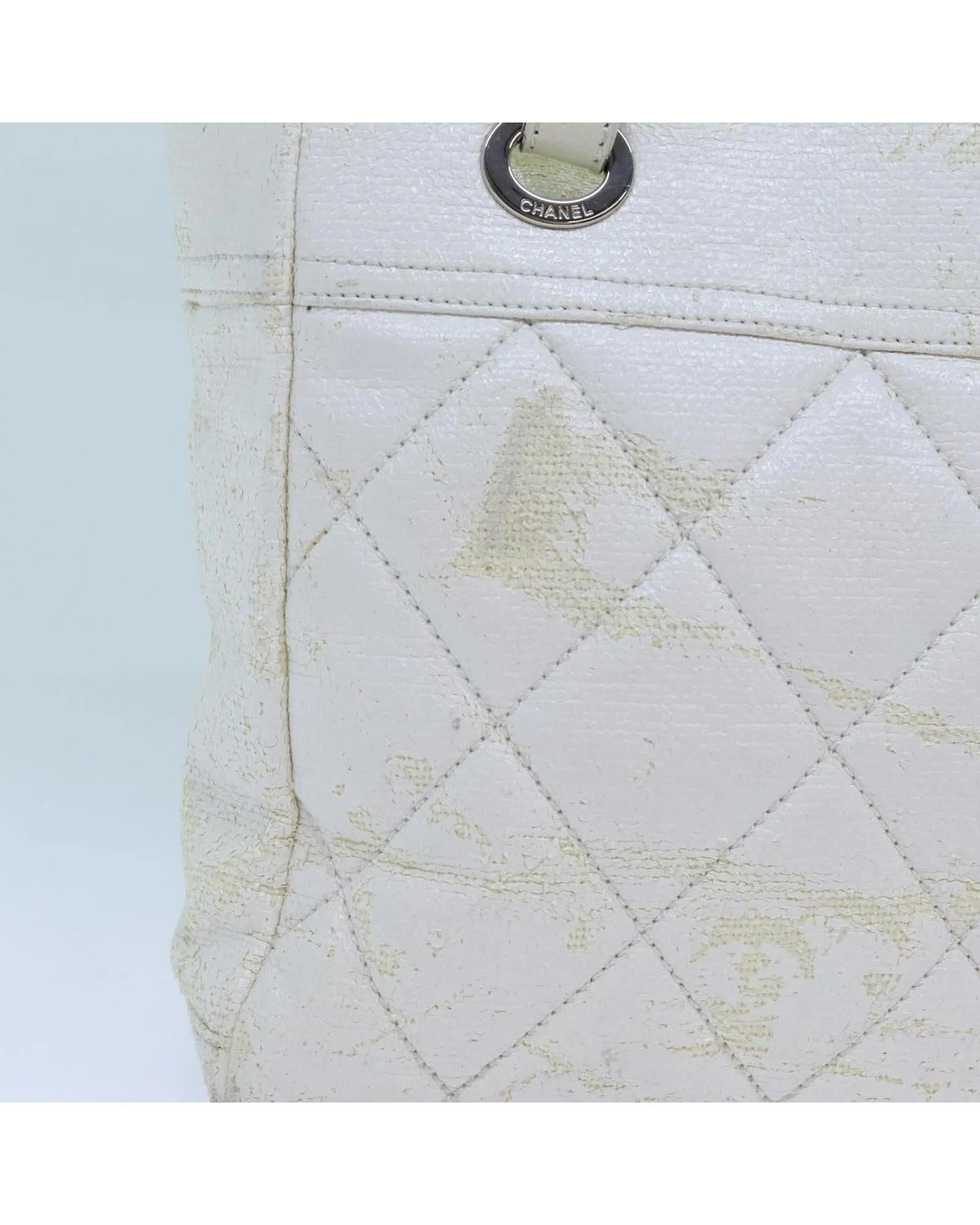 Coated Canvas White Tote Bag with CC Logo by CHANEL