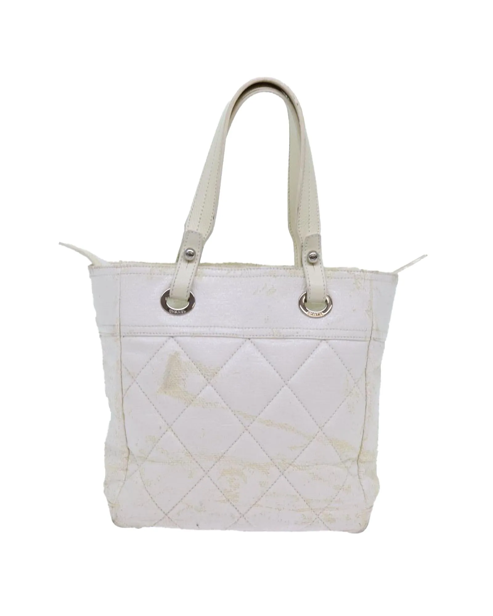 Coated Canvas White Tote Bag with CC Logo by CHANEL