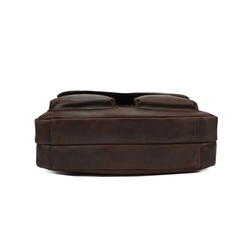 Crazy Horse Leather Casual Briefcase Retro Men Messenger Bag Laptop Bag