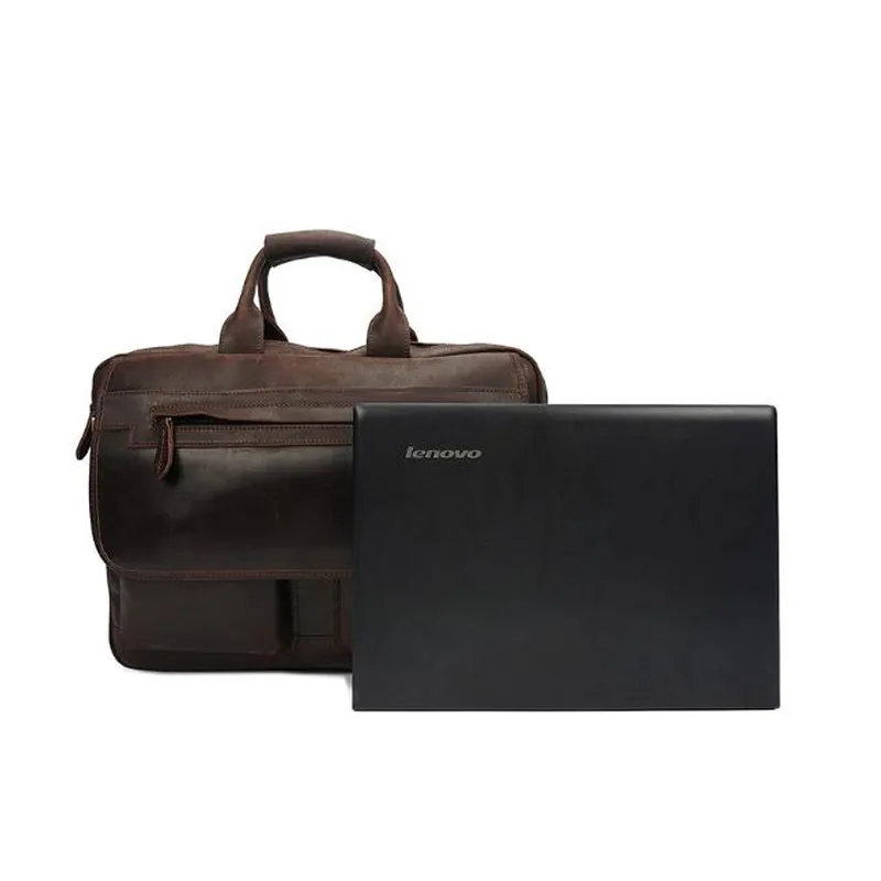 Crazy Horse Leather Casual Briefcase Retro Men Messenger Bag Laptop Bag
