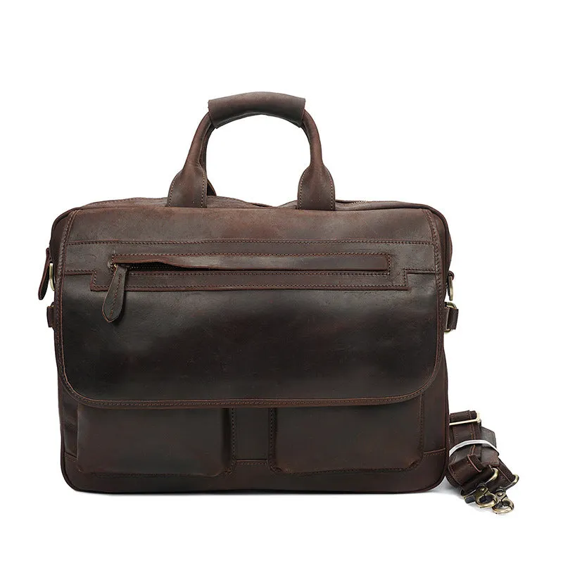Crazy Horse Leather Casual Briefcase Retro Men Messenger Bag Laptop Bag
