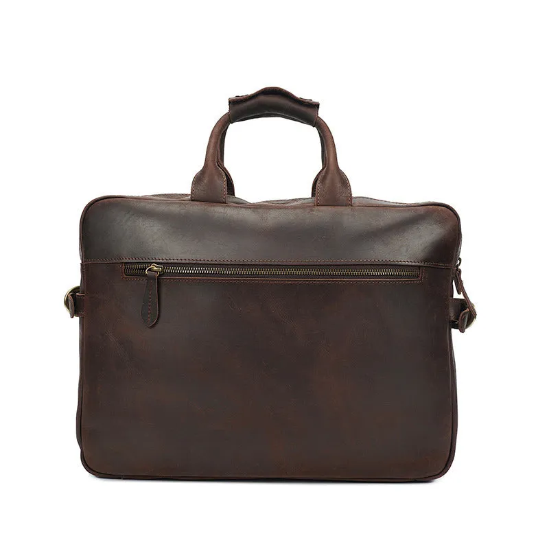 Crazy Horse Leather Casual Briefcase Retro Men Messenger Bag Laptop Bag