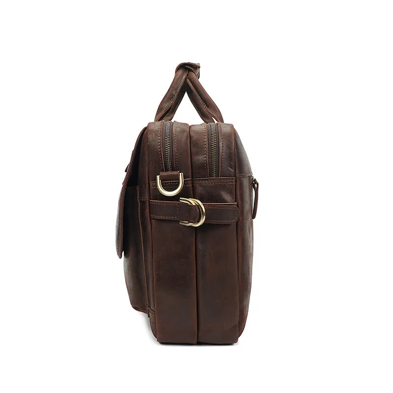 Crazy Horse Leather Casual Briefcase Retro Men Messenger Bag Laptop Bag