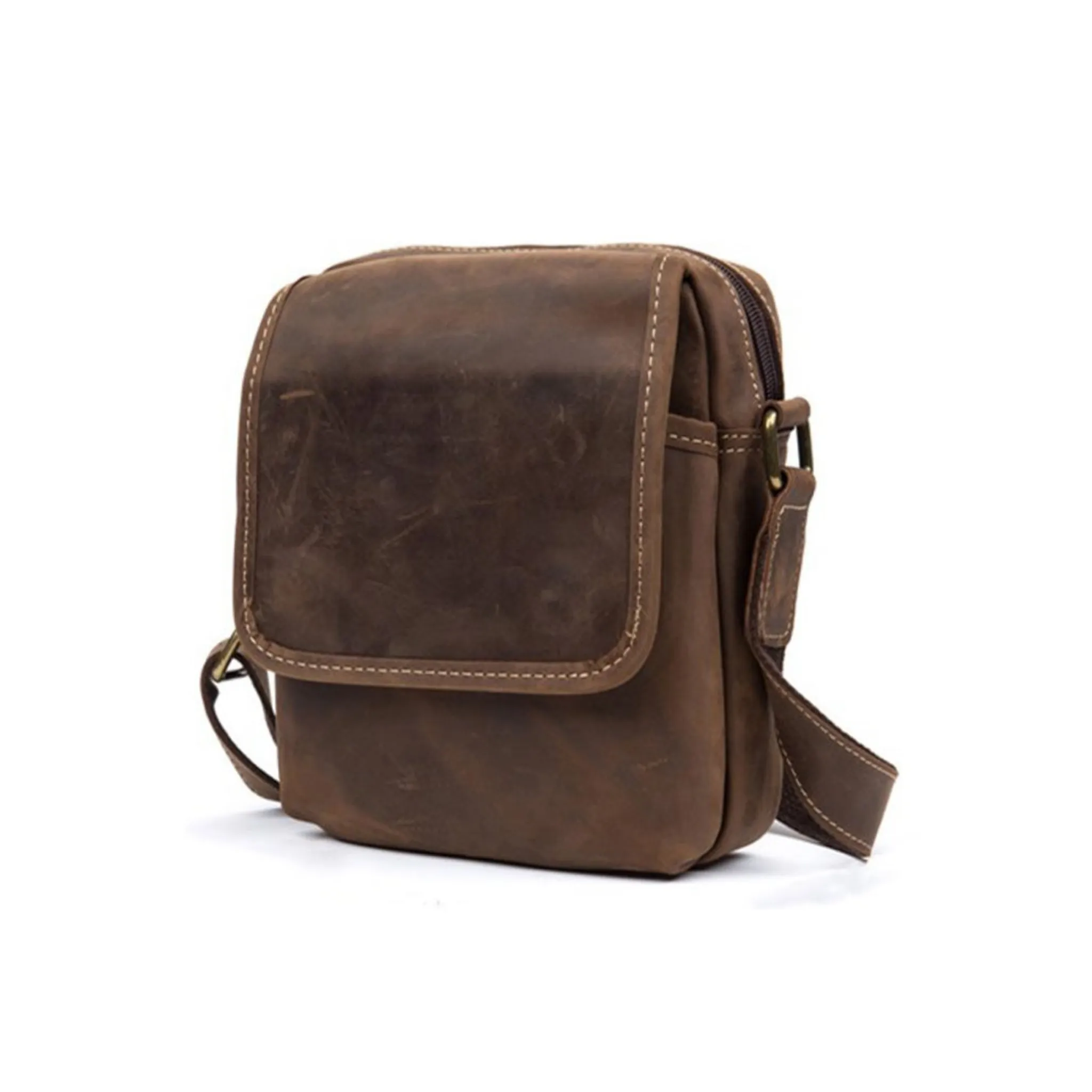 Crazy Horse Leather Retro Satchel / Messenger Bag