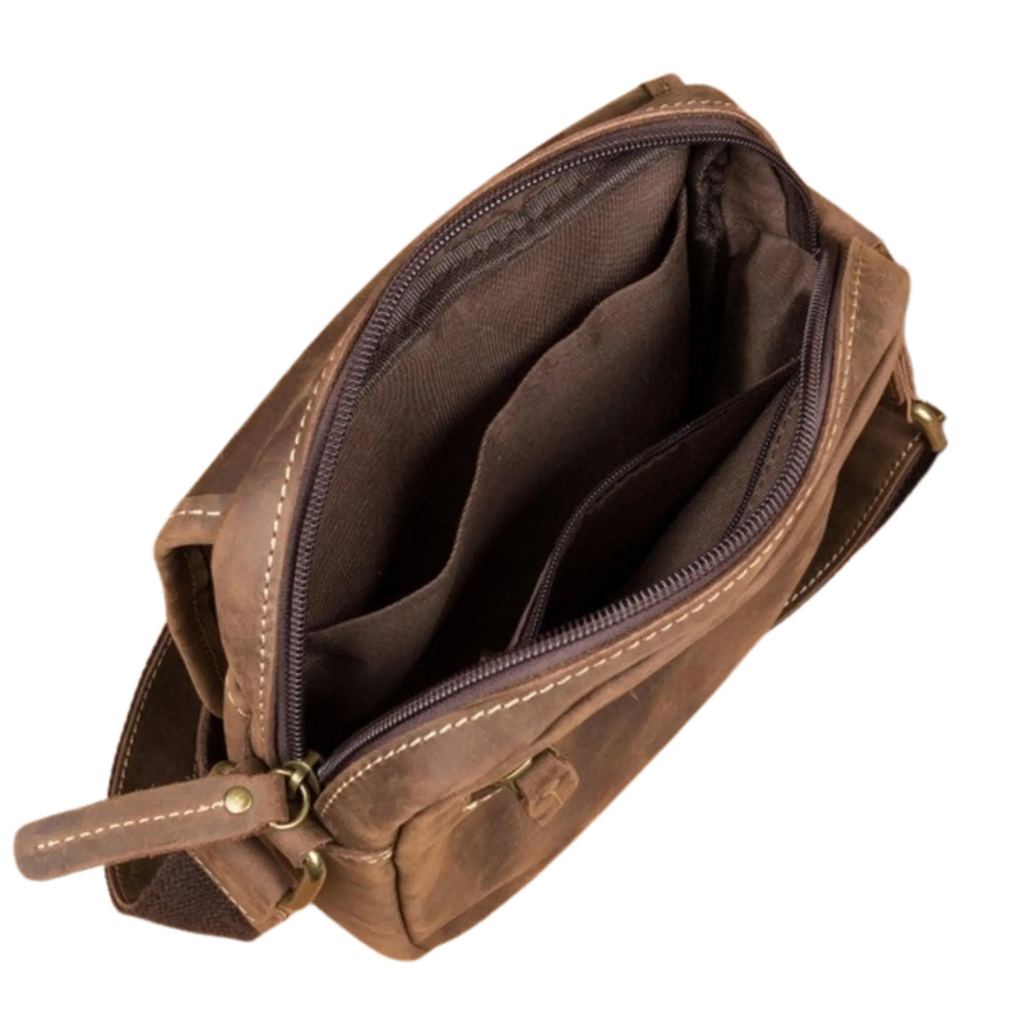 Crazy Horse Leather Retro Satchel / Messenger Bag