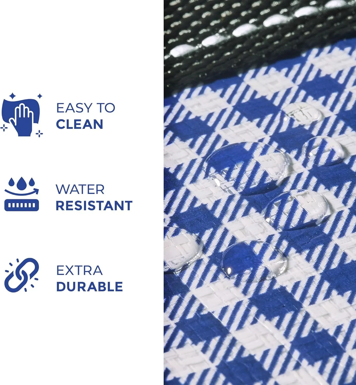 Creative Green Life 3 Pack Heavy Duty Reusable Grocery Bags with Hard Bottom & Strong Handles  Foldable, Durable, Easy to clean, Water-Resistant & Multi-Purpose (Blue Checkered)