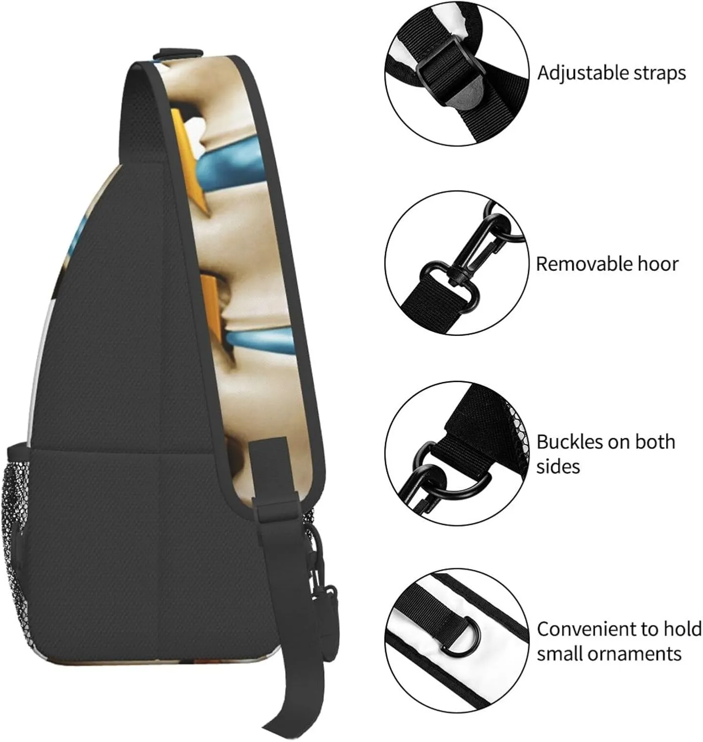 Crossbody Sling Bag for Men Women, Human Spine Anatomy Section Spinal Sling Backpack Shoulder Chest Bag, Anti Theft Travel Hiking Daypacks