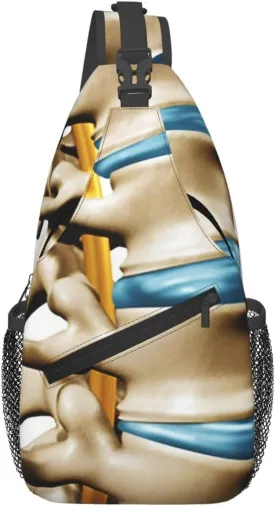 Crossbody Sling Bag for Men Women, Human Spine Anatomy Section Spinal Sling Backpack Shoulder Chest Bag, Anti Theft Travel Hiking Daypacks