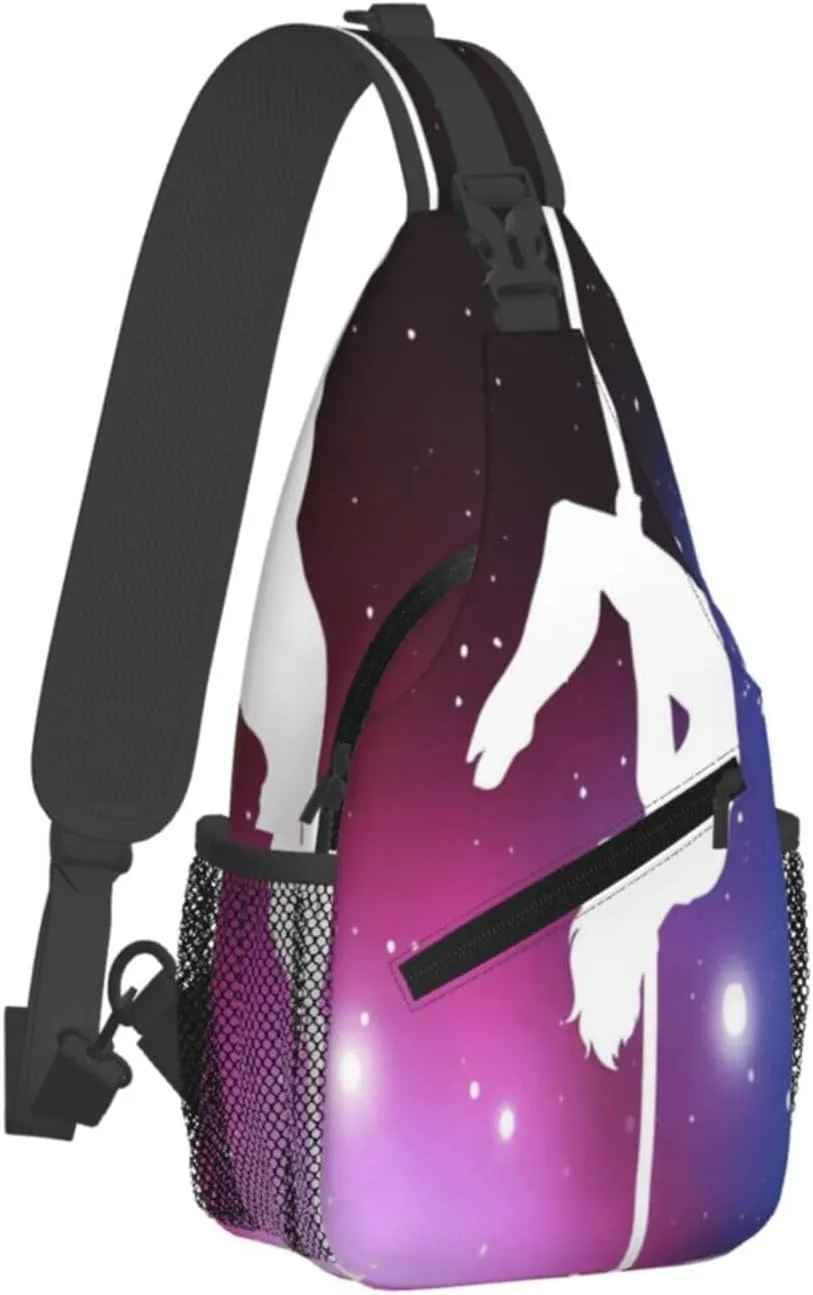 Crossbody Sling Bag for Men Women, Pole Dance Space Sling Backpack Shoulder Chest Bag, Anti Theft Travel Hiking Daypacks
