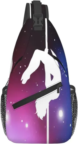 Crossbody Sling Bag for Men Women, Pole Dance Space Sling Backpack Shoulder Chest Bag, Anti Theft Travel Hiking Daypacks