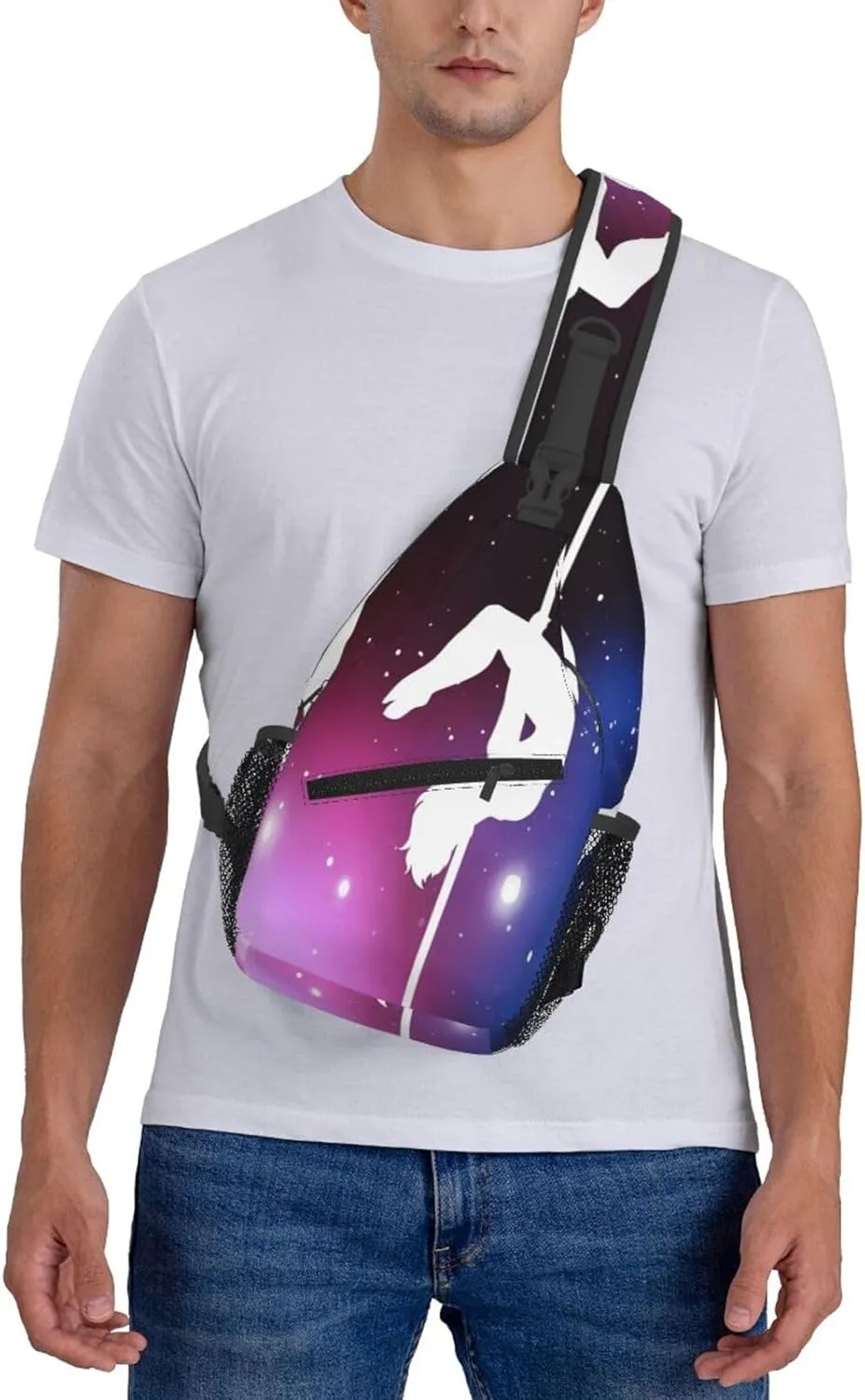 Crossbody Sling Bag for Men Women, Pole Dance Space Sling Backpack Shoulder Chest Bag, Anti Theft Travel Hiking Daypacks