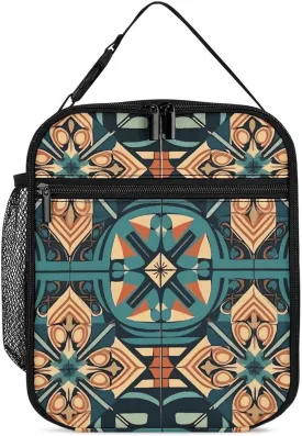 Dark Orange Grid Lunch Box Insulated Lunch Bag for Women Men Large Insulated Lunch Box Adult Lunch Box Reusable Lunch Bags Cooler Lunch Box for Work Lunch Tote Bag