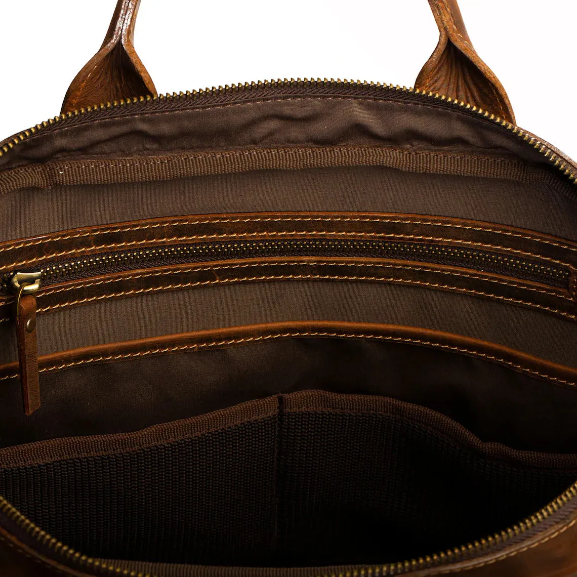 Dazzlo Leather Briefcase - Chestnut / Cinnamon - 16"