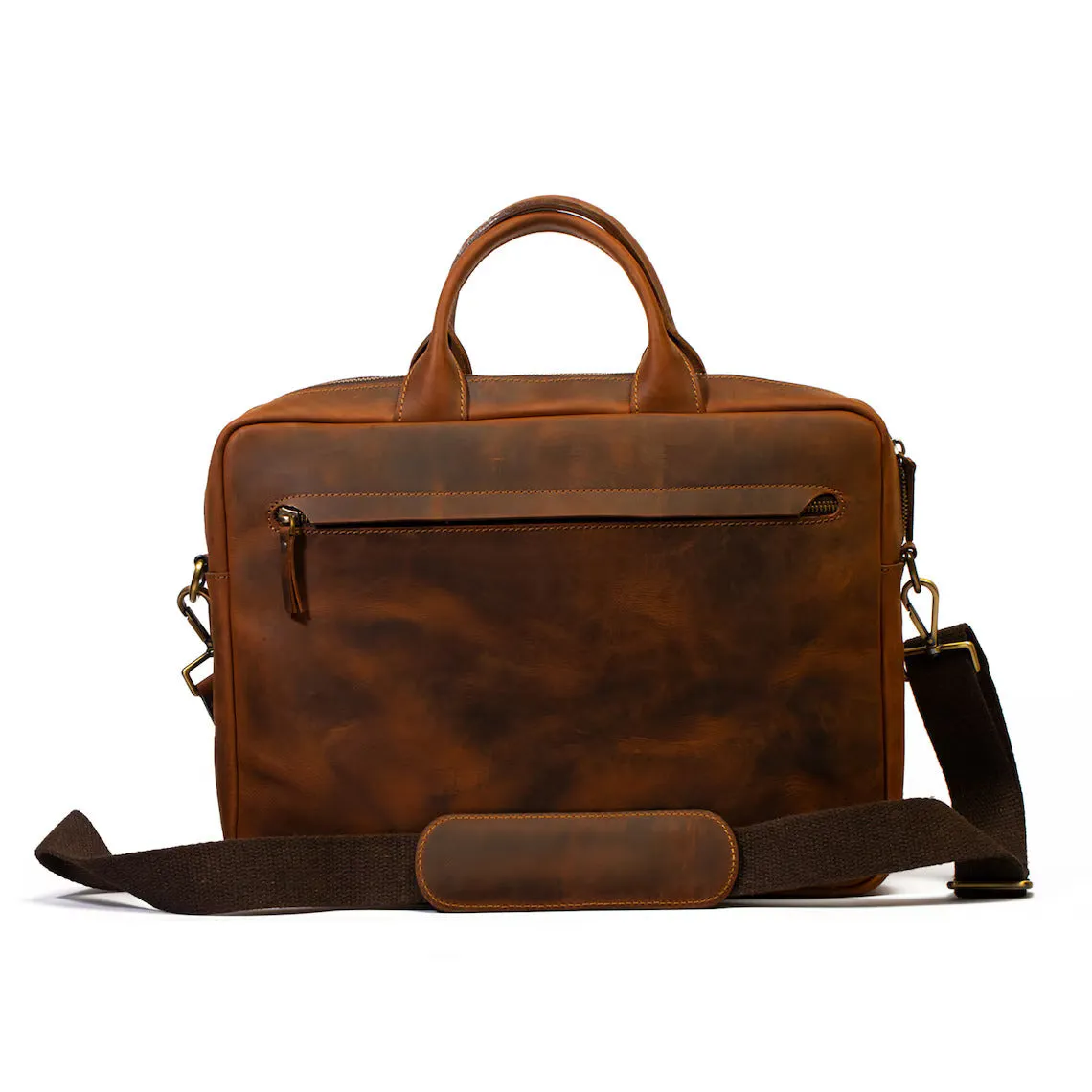Dazzlo Leather Briefcase - Chestnut / Cinnamon - 16"