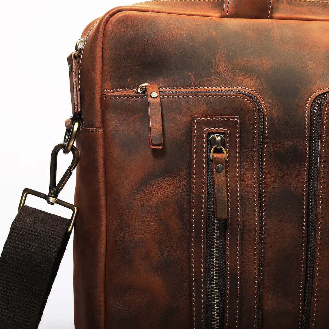 Dazzlo Leather Briefcase - Chestnut / Cinnamon - 16"