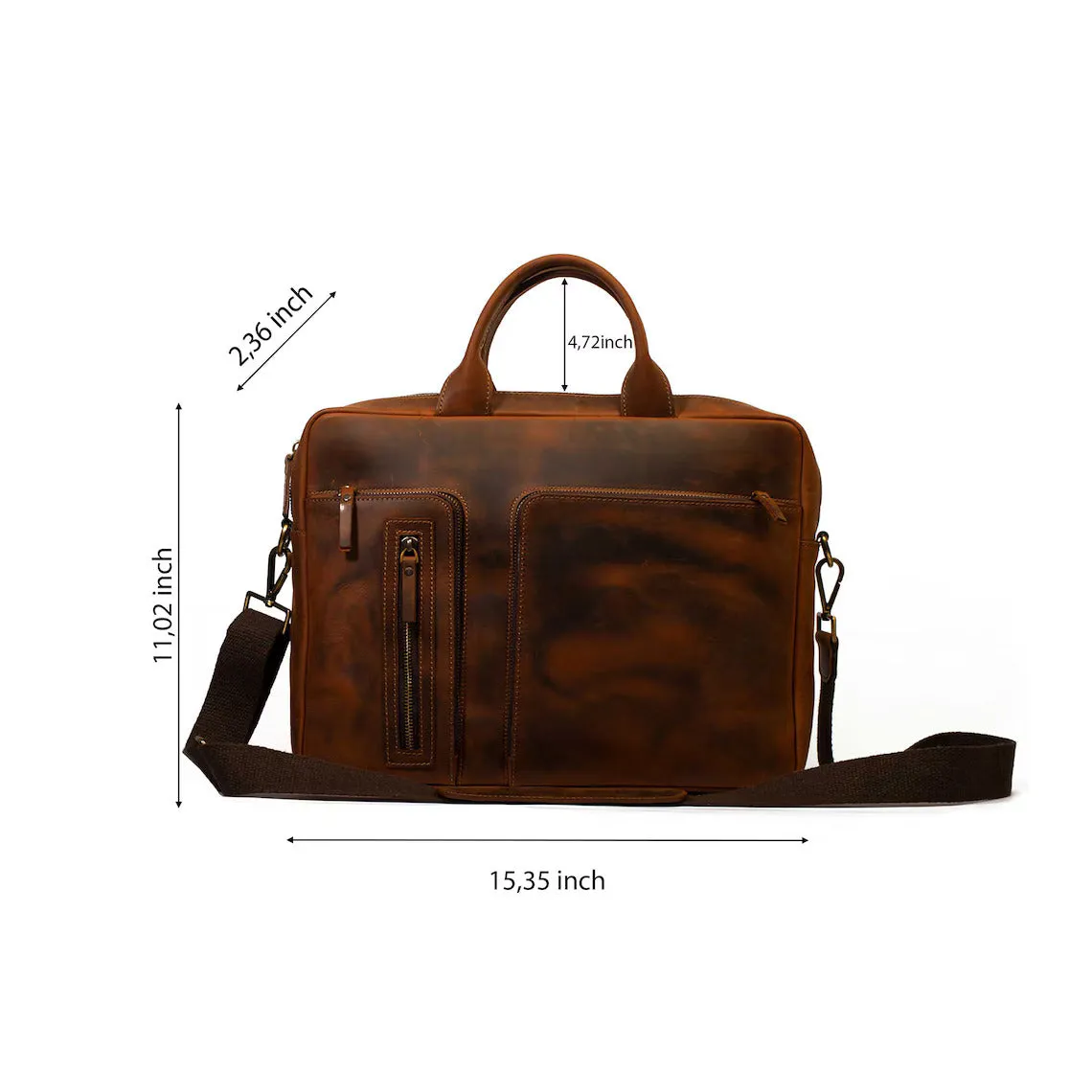Dazzlo Leather Briefcase - Chestnut / Cinnamon - 16"
