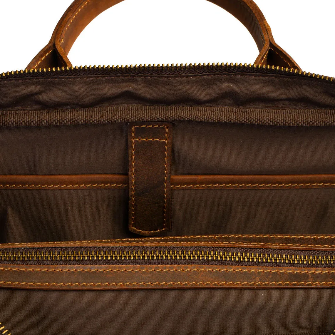 Dazzlo Leather Briefcase - Chestnut / Cinnamon - 16"