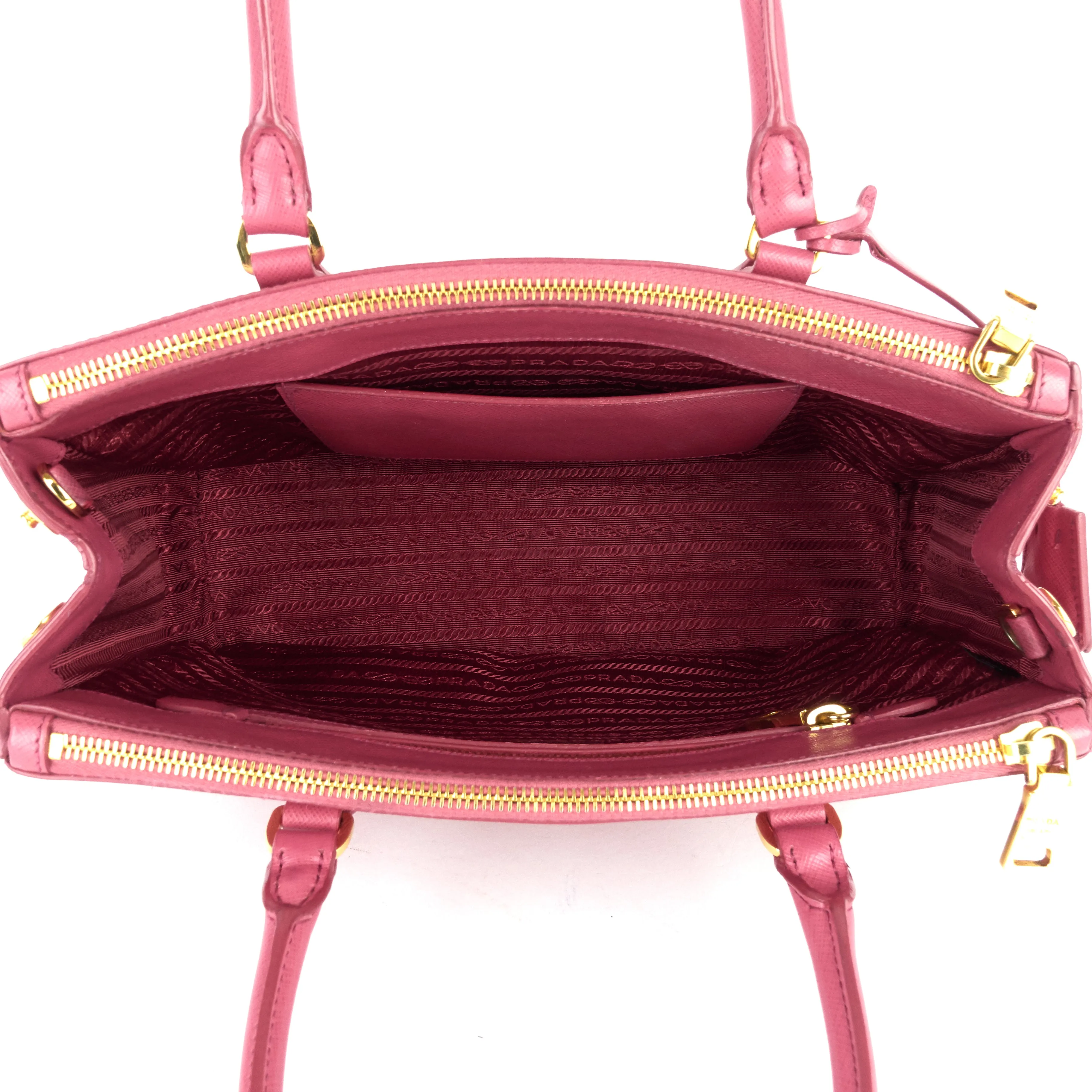 Double Zip Small Saffiano Lux Leather Tote Bag
