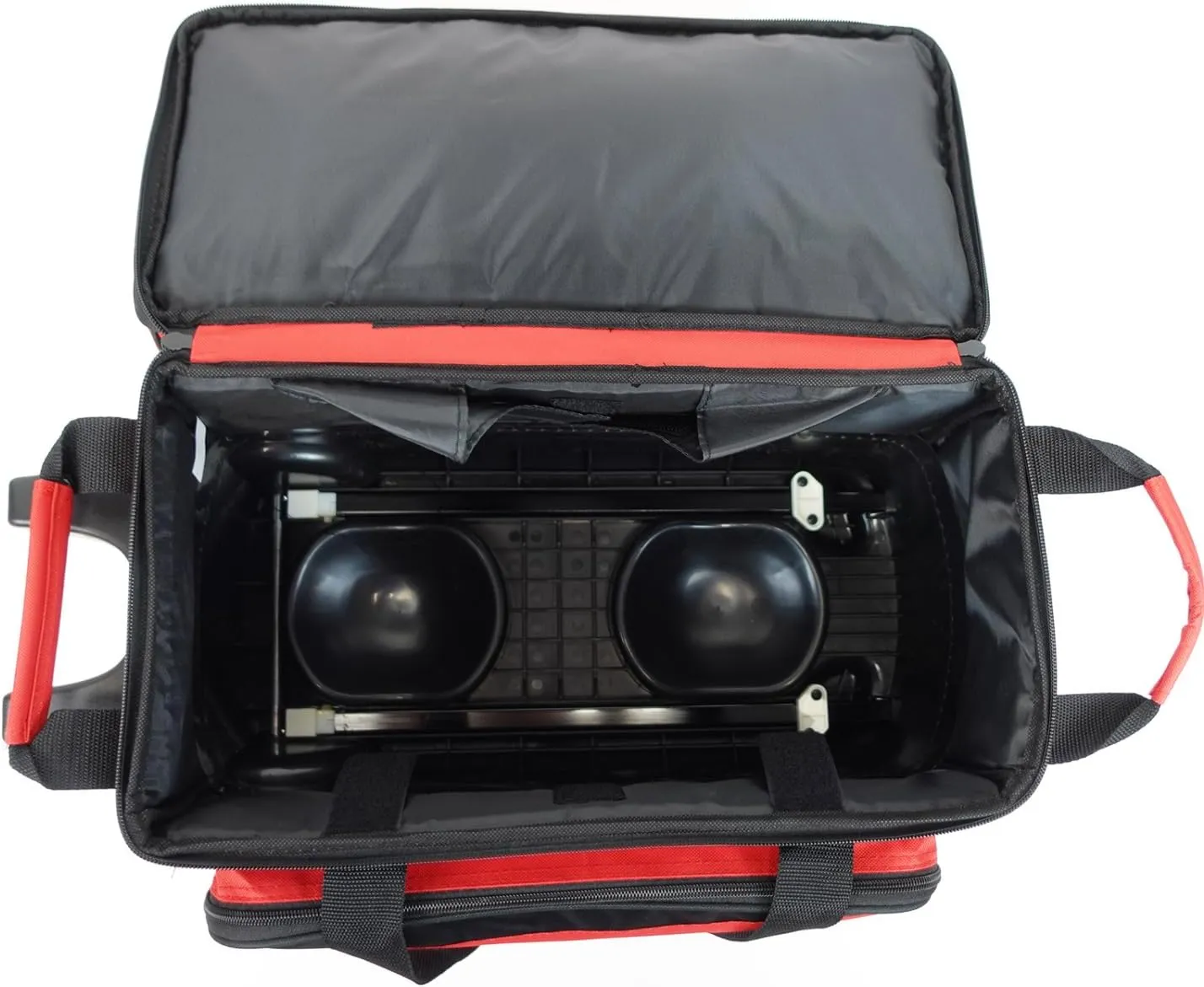 ELITE Deluxe 2 Ball Bowling Bag with 5" Smooth Wheels - Large Accessory Pocket, Shoe Compartment, 36" Extendable Handle