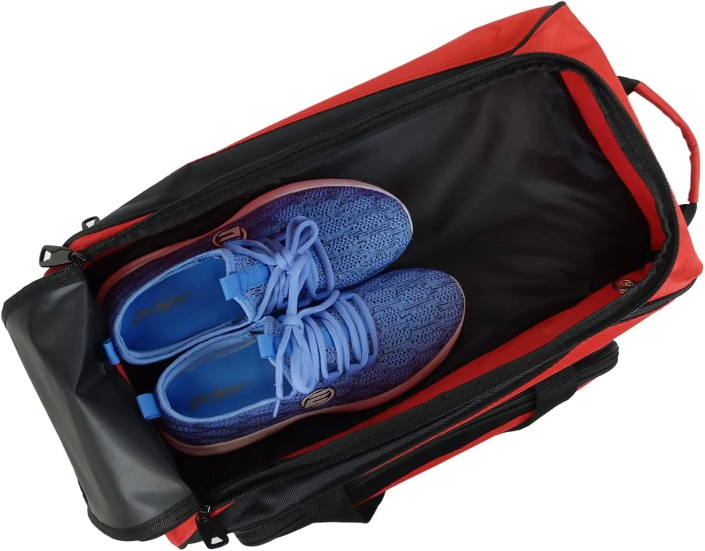ELITE Deluxe 2 Ball Bowling Bag with 5" Smooth Wheels - Large Accessory Pocket, Shoe Compartment, 36" Extendable Handle
