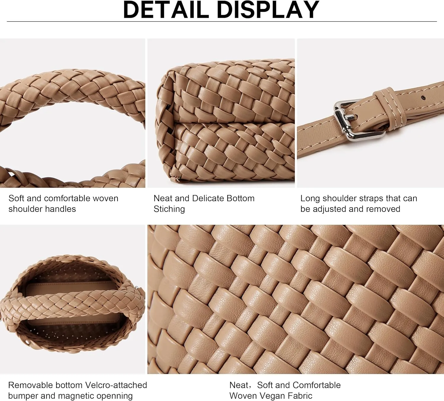 Fashion Small Woven Bag for Women, Handmade MINI HOBO Tote Bag Crossbody Handbag Travel Summer Beach Bag