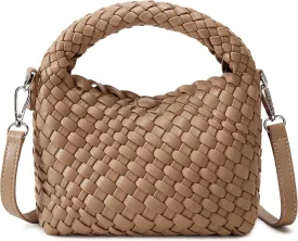 Fashion Small Woven Bag for Women, Handmade MINI HOBO Tote Bag Crossbody Handbag Travel Summer Beach Bag