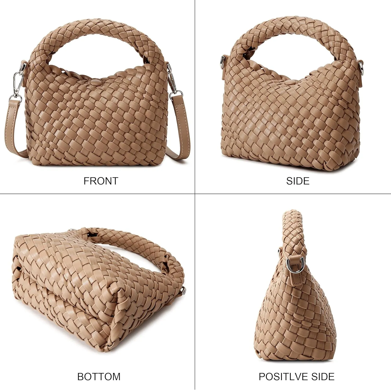 Fashion Small Woven Bag for Women, Handmade MINI HOBO Tote Bag Crossbody Handbag Travel Summer Beach Bag