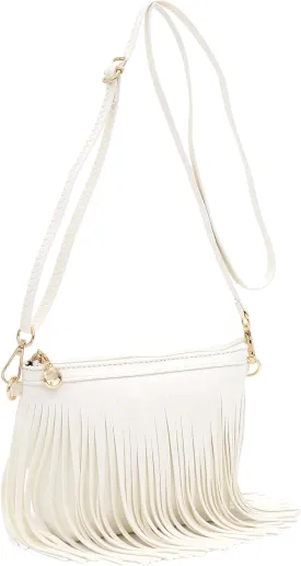 FashionPuzzle Small Fringe Crossbody Bag with Wrist Strap