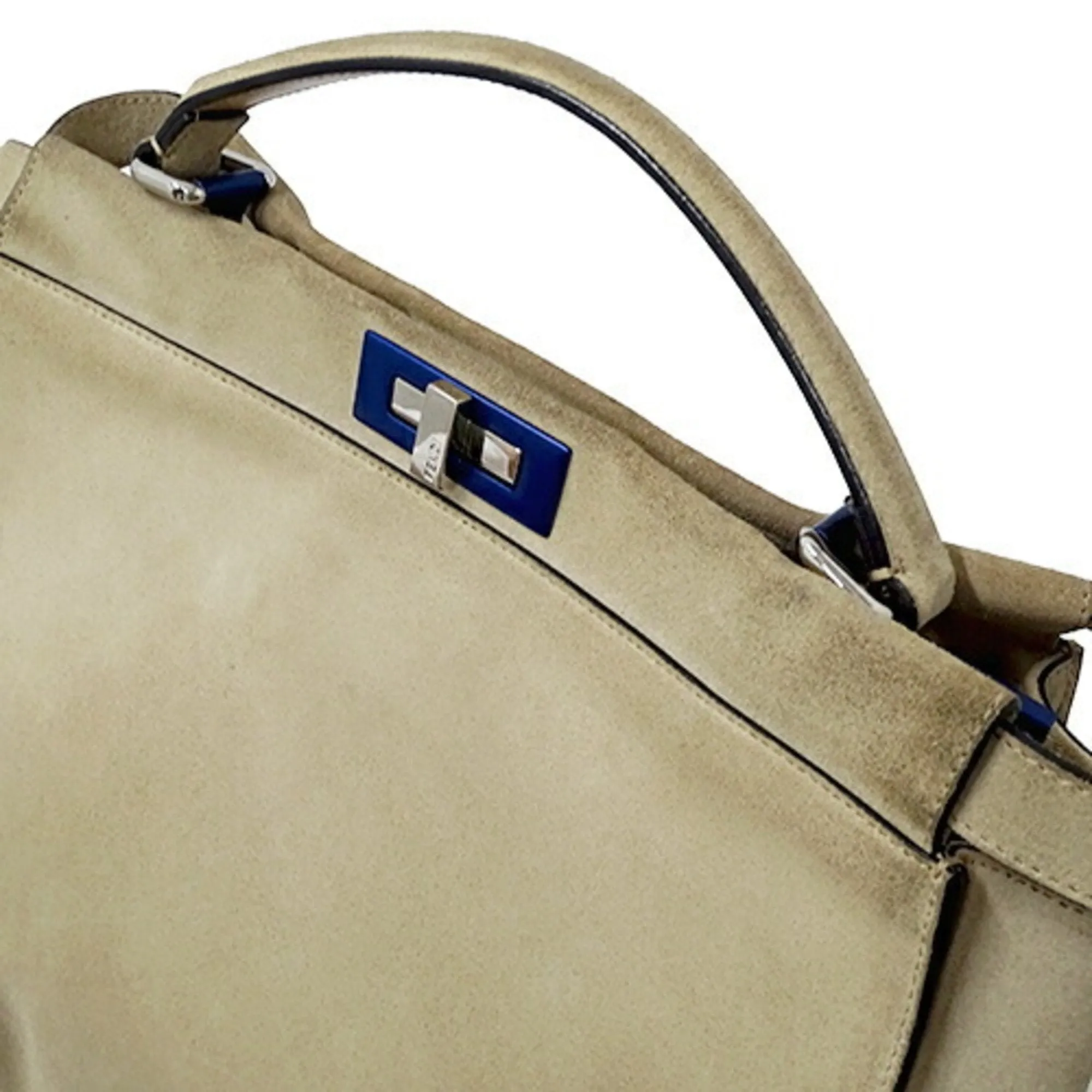 FENDI Bag Ladies Handbag Shoulder 2way Suede Enamel Peekaboo Large Beige 8BN210