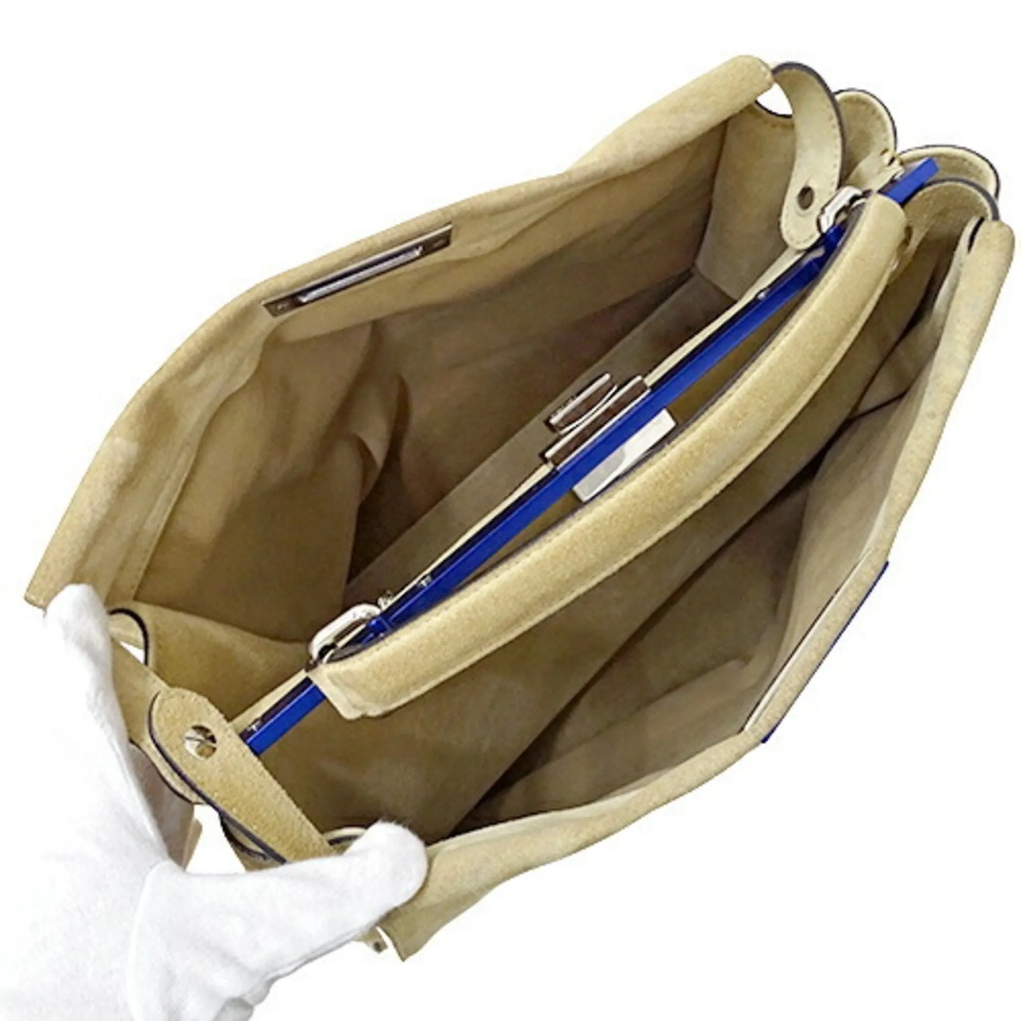 FENDI Bag Ladies Handbag Shoulder 2way Suede Enamel Peekaboo Large Beige 8BN210