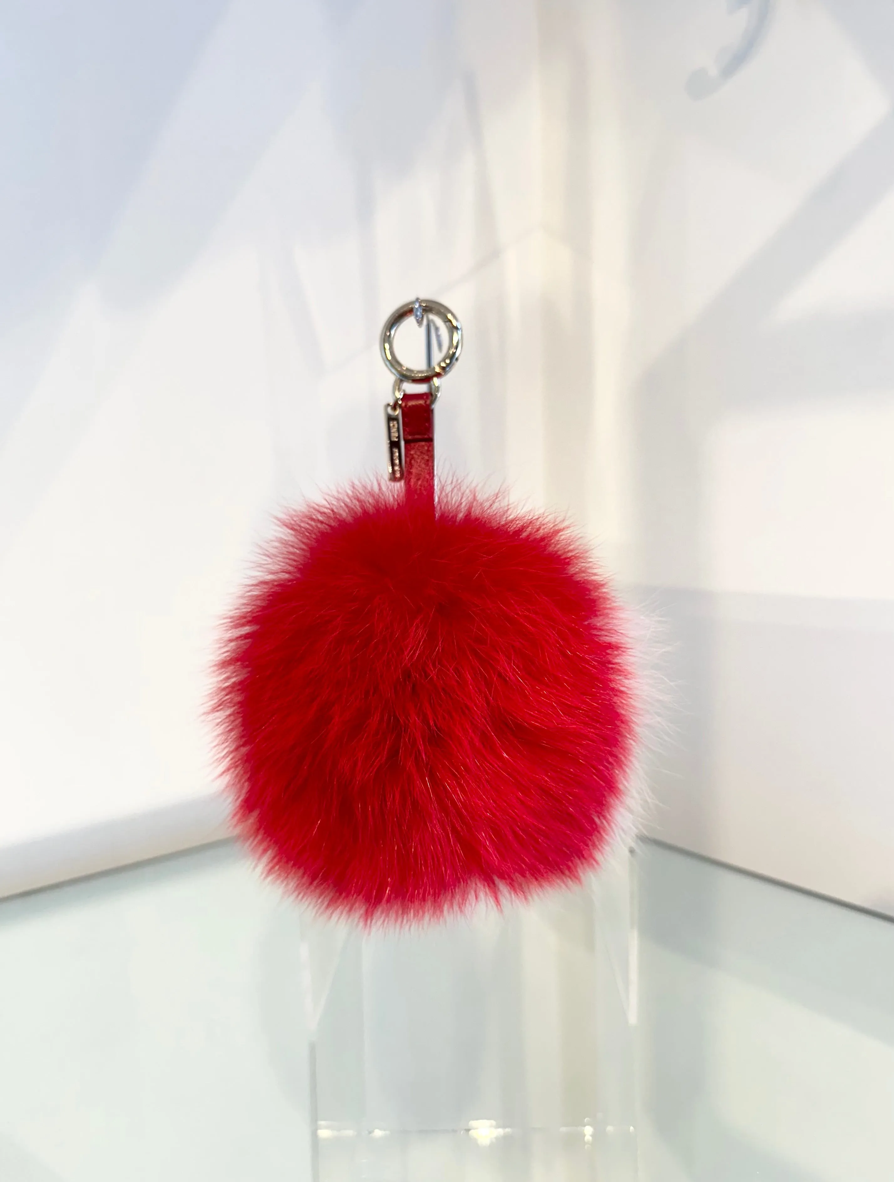 FENDI Fox Fur Pom Pom Purse Charm Keychain