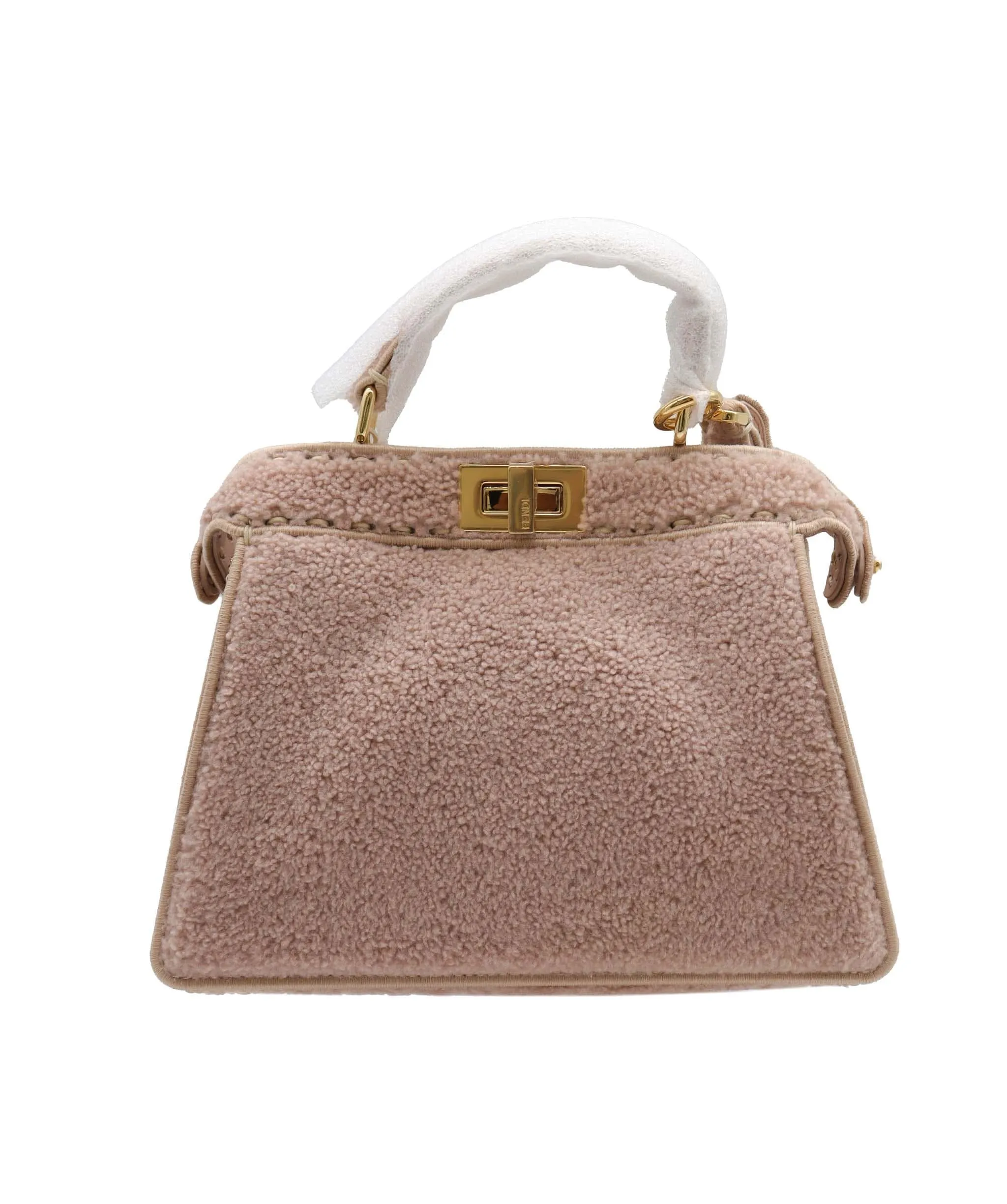 Fendi Nude Shearling Peekaboo Bag GHW  AGC2033