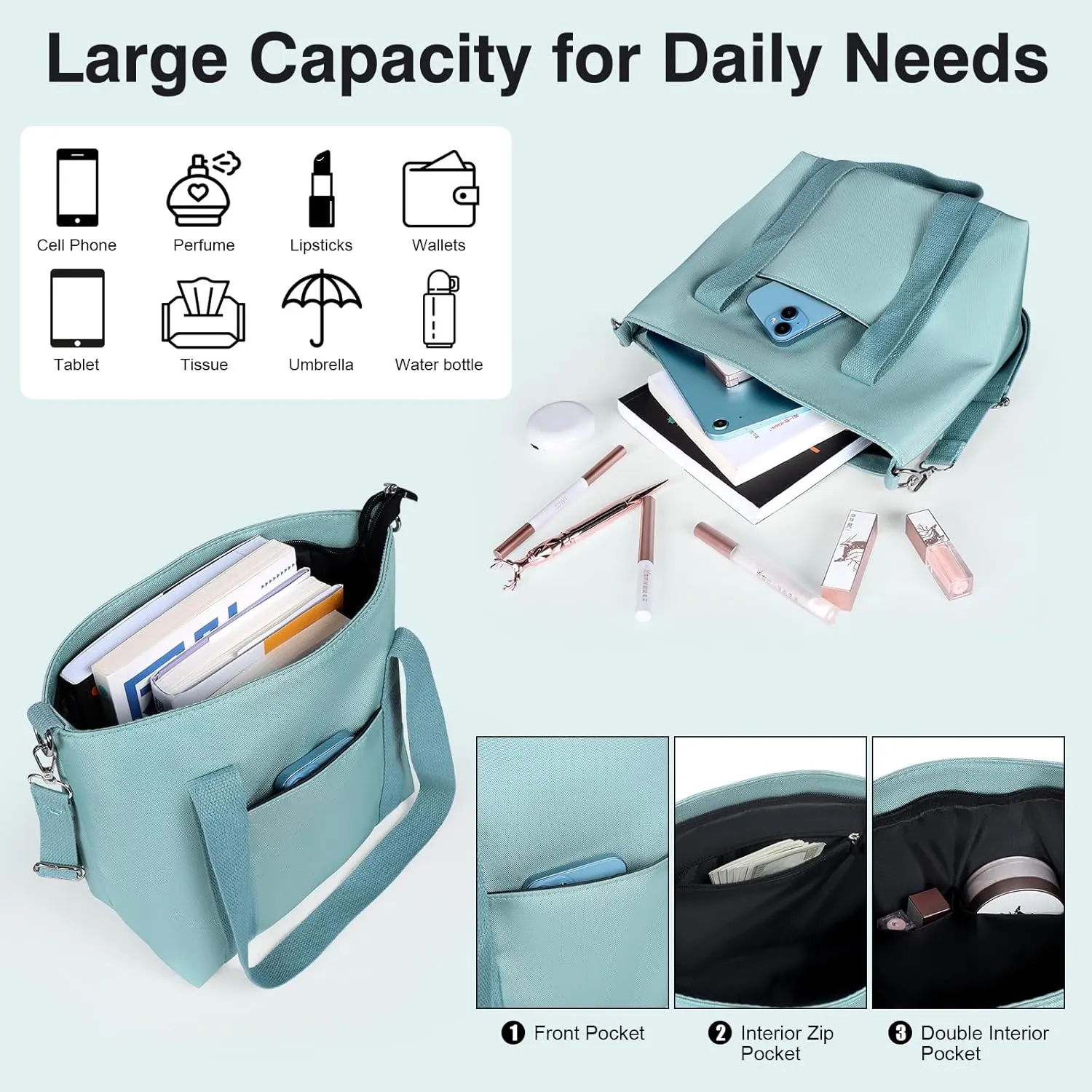 Geestock Small Tote Bag for Women with Zipper, Cute Casual Tote Purse Bag, Waterproof Top Handle Shoulder Crossbody Handbag