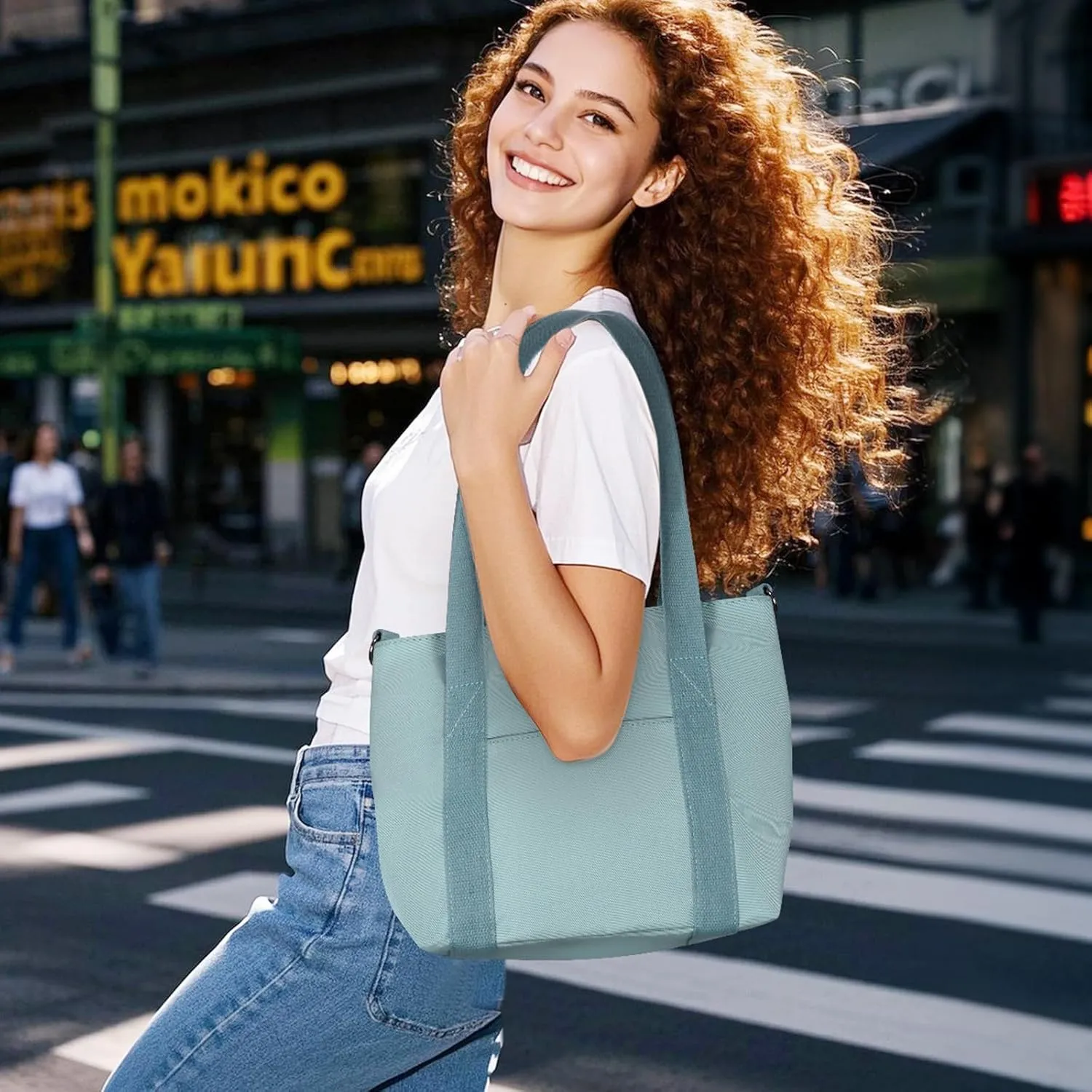 Geestock Small Tote Bag for Women with Zipper, Cute Casual Tote Purse Bag, Waterproof Top Handle Shoulder Crossbody Handbag
