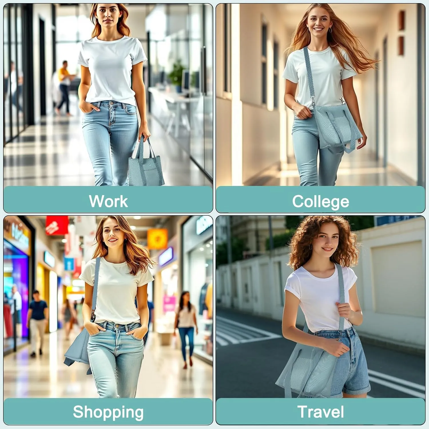 Geestock Small Tote Bag for Women with Zipper, Cute Casual Tote Purse Bag, Waterproof Top Handle Shoulder Crossbody Handbag