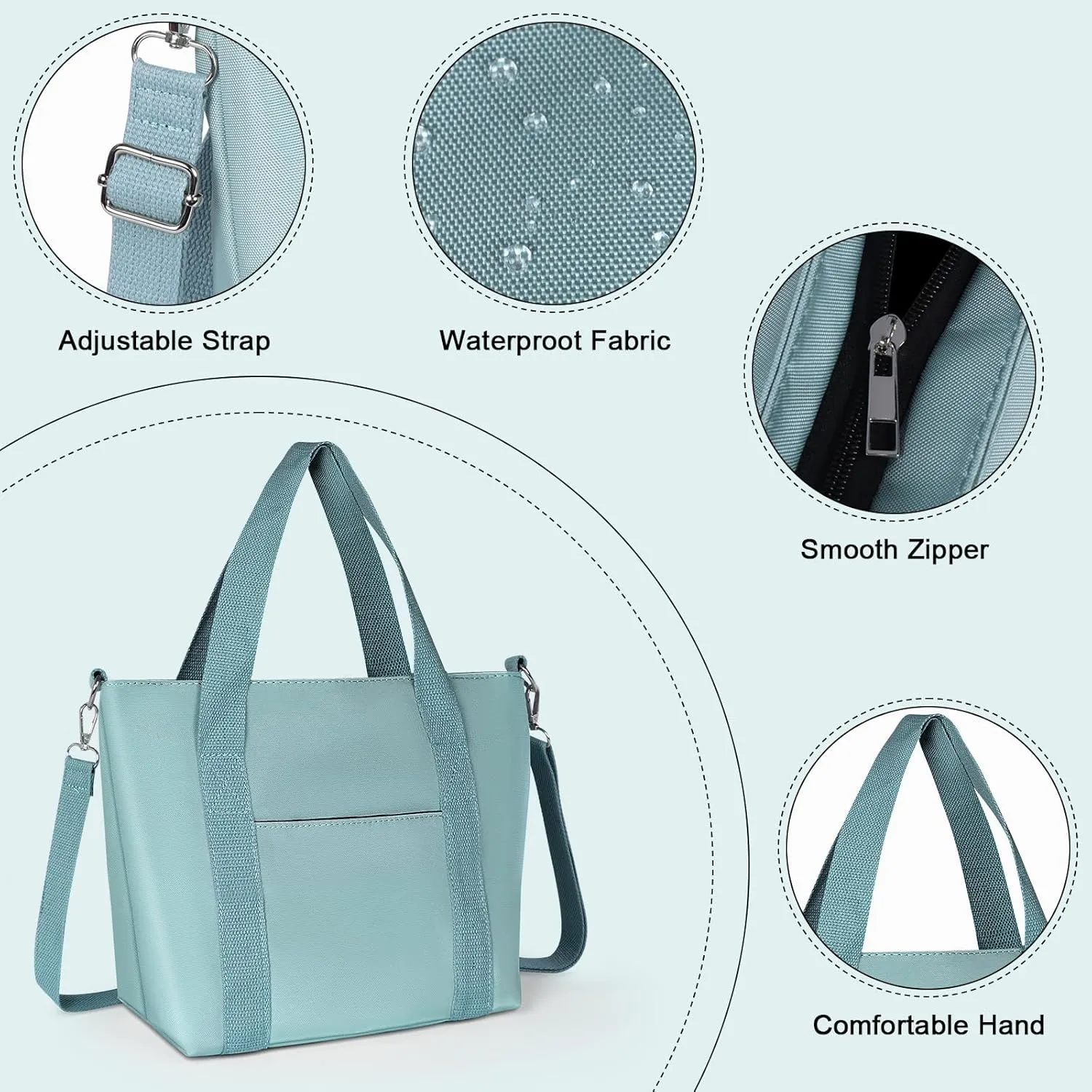 Geestock Small Tote Bag for Women with Zipper, Cute Casual Tote Purse Bag, Waterproof Top Handle Shoulder Crossbody Handbag