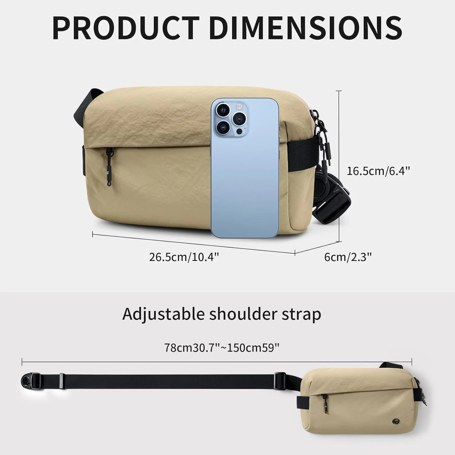 GOLF SUPAGS Crossbody Sling Bag for Women Men Chest Bag for Outdoors Leisure Hiking Traveling