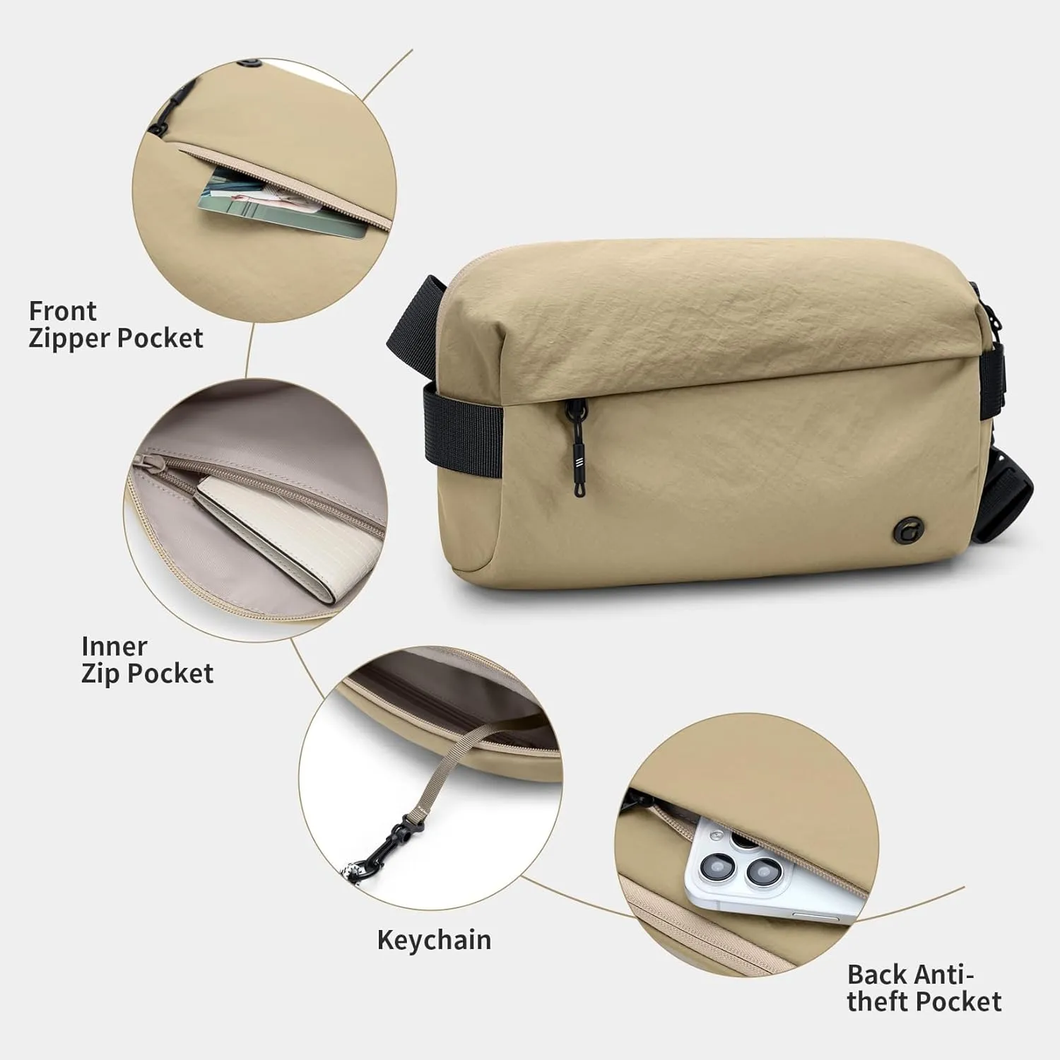 GOLF SUPAGS Crossbody Sling Bag for Women Men Chest Bag for Outdoors Leisure Hiking Traveling