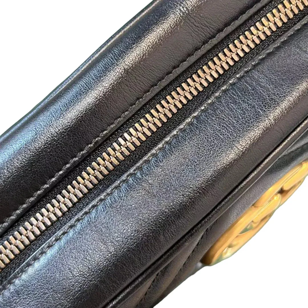 GUCCI GG Marmont Camera Bag Shoulder Small Calfskin Black GHW