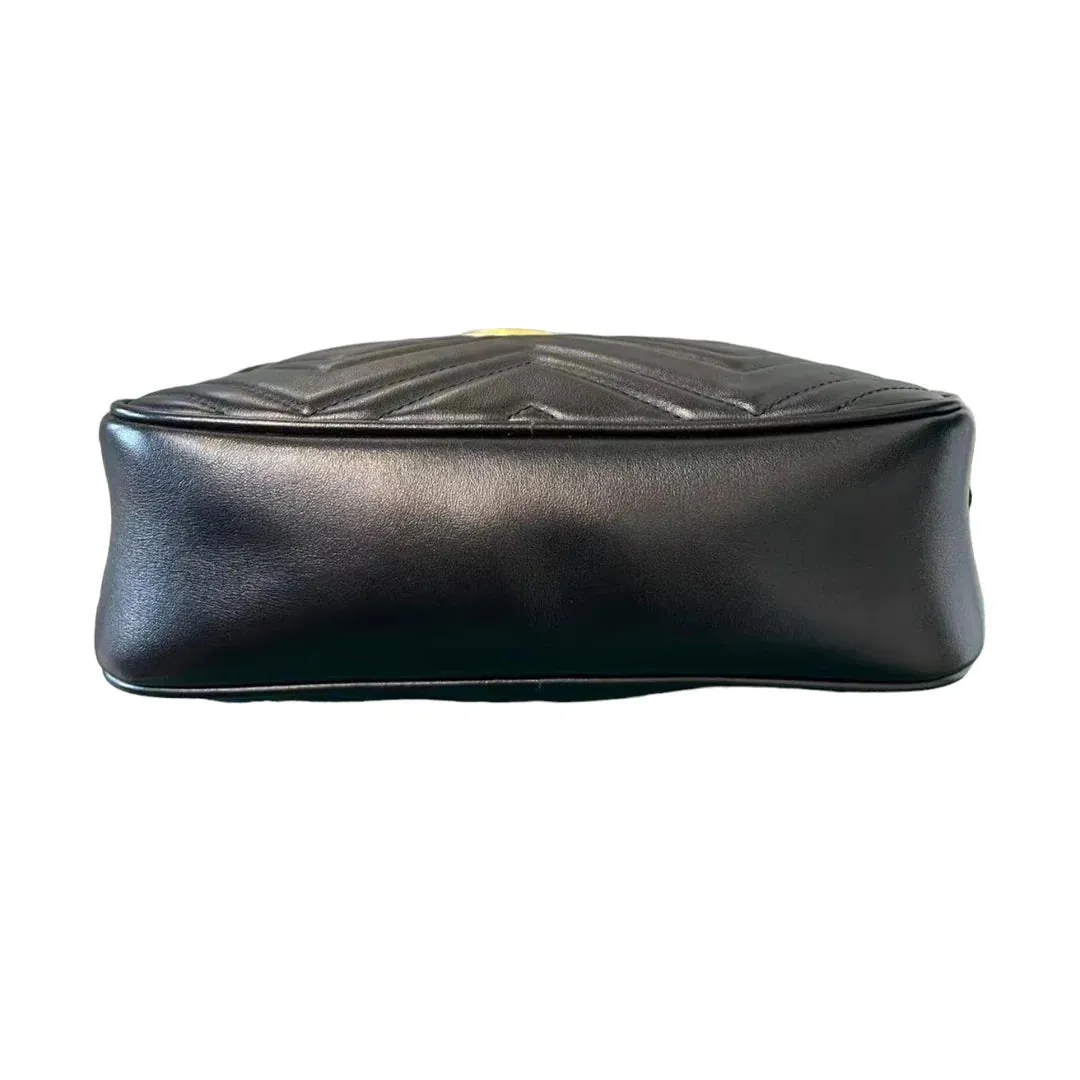 GUCCI GG Marmont Camera Bag Shoulder Small Calfskin Black GHW