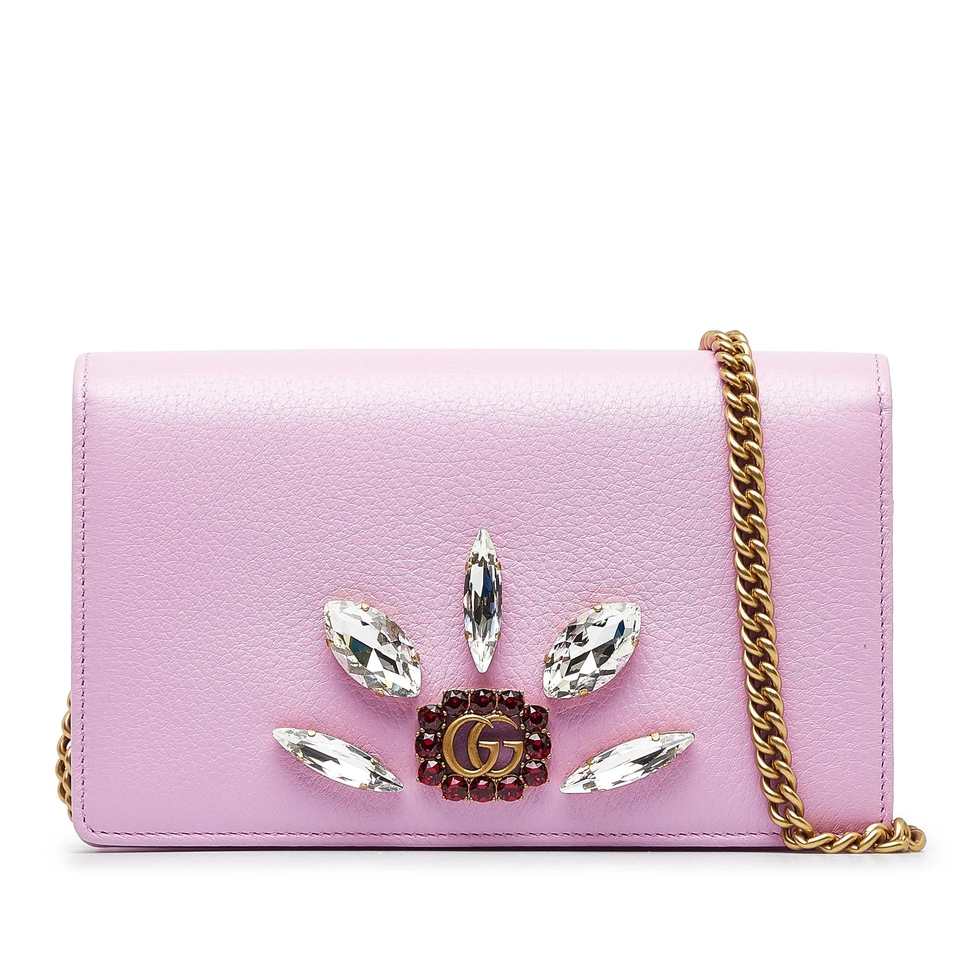 Gucci GG Marmont Embellished Wallet On Chain Crossbody Bag