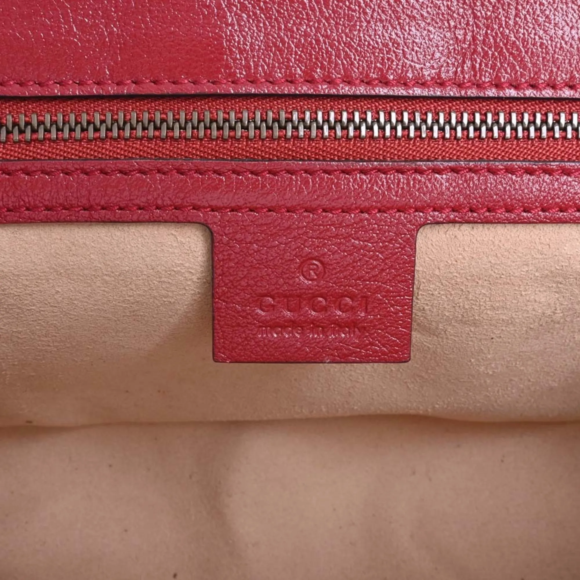 GUCCI GG Marmont Leather Chain Shoulder Bag 443497 Black/Red Women's